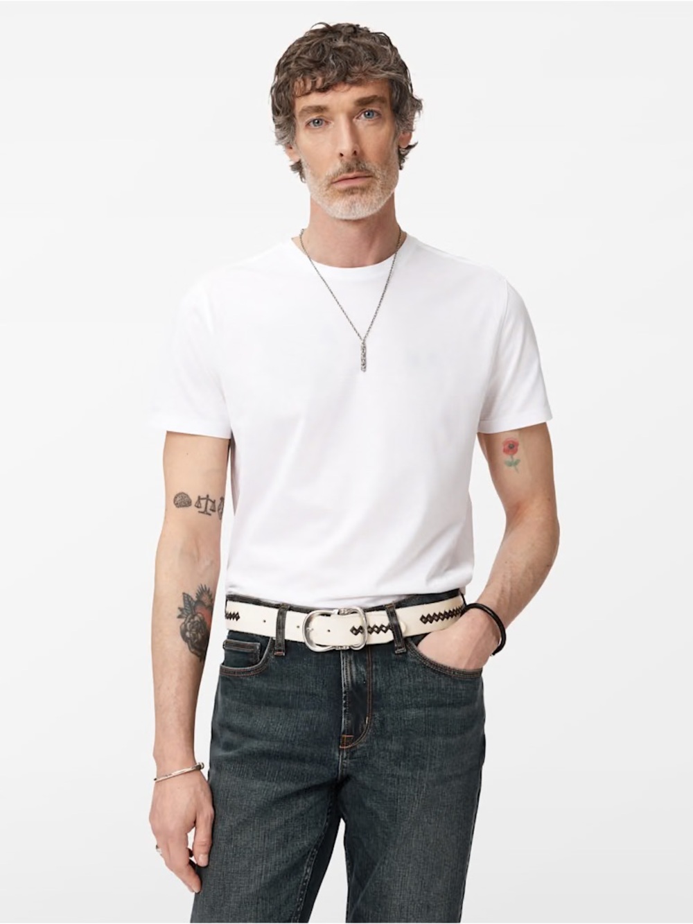$248 John Varvatos Vero Crew Tee
Size large  Color white Brand new with tags.
